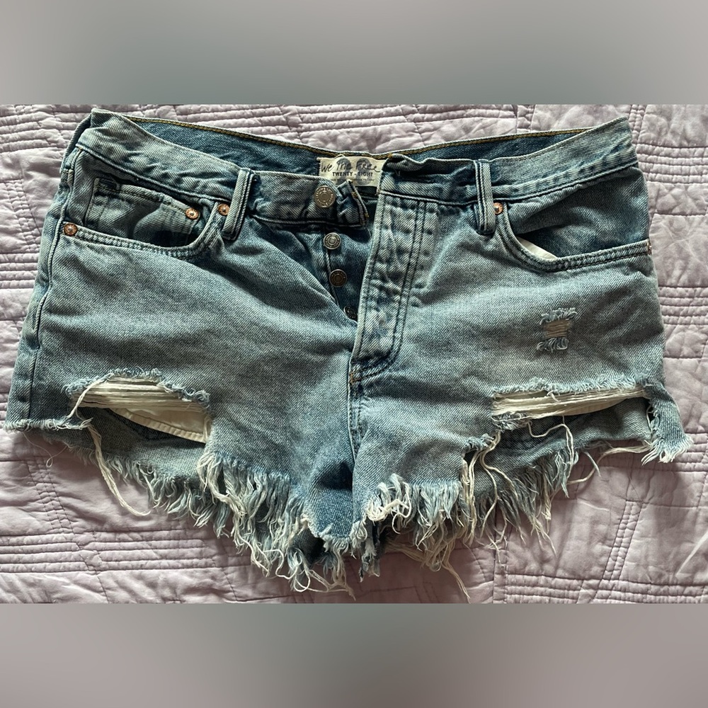 Free People Distressed Denim Shorts
